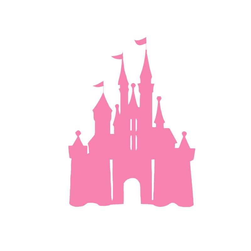 Sticker chateau princesse rose sur butte - Sticker A moi