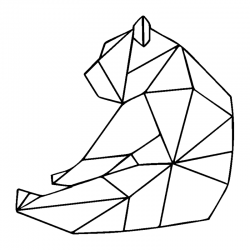 Sticker origami sitting bear