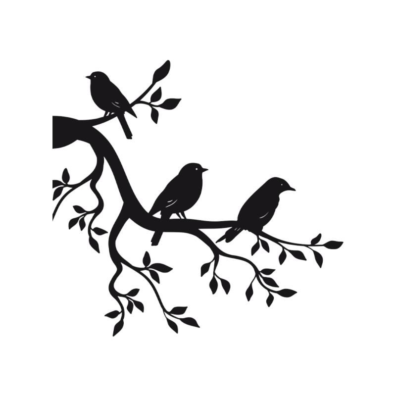 Stickers autocollant oiseaux branche silhouette nature salon