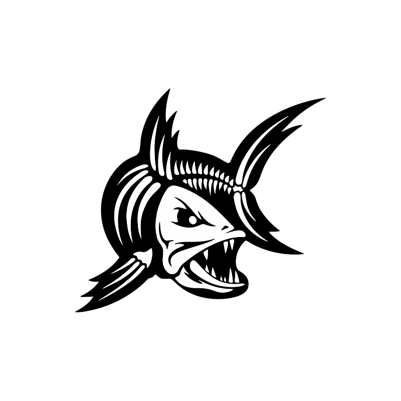Fishing Fish Skull Sticker