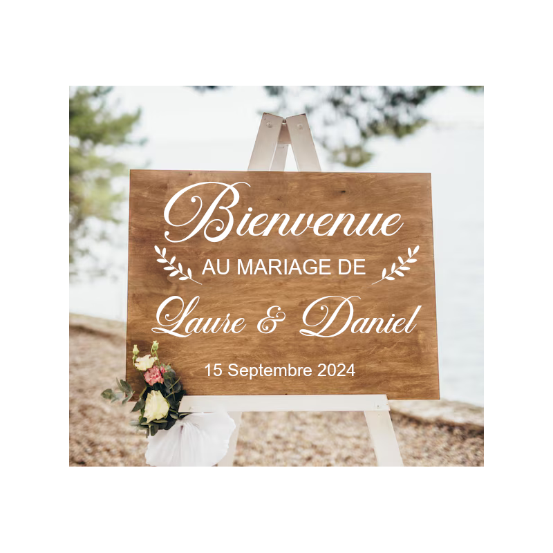 Stickers personnalisable "Bienvenue au mariage de" pour panneau décoration de mariage