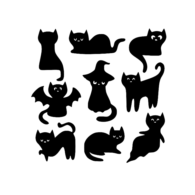Black cat sticker sheet